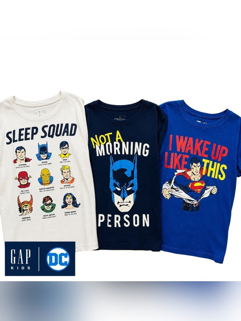 GAP Kids DC Comics Sleep Shirt Bundle Boys Size 10 Pajama Tees Batman Superman